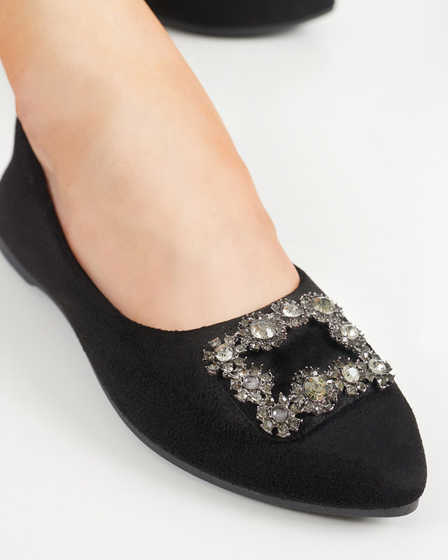 Resti Black women&#039;s eco-suede ballerinas with Linselisa decoration - Footwear