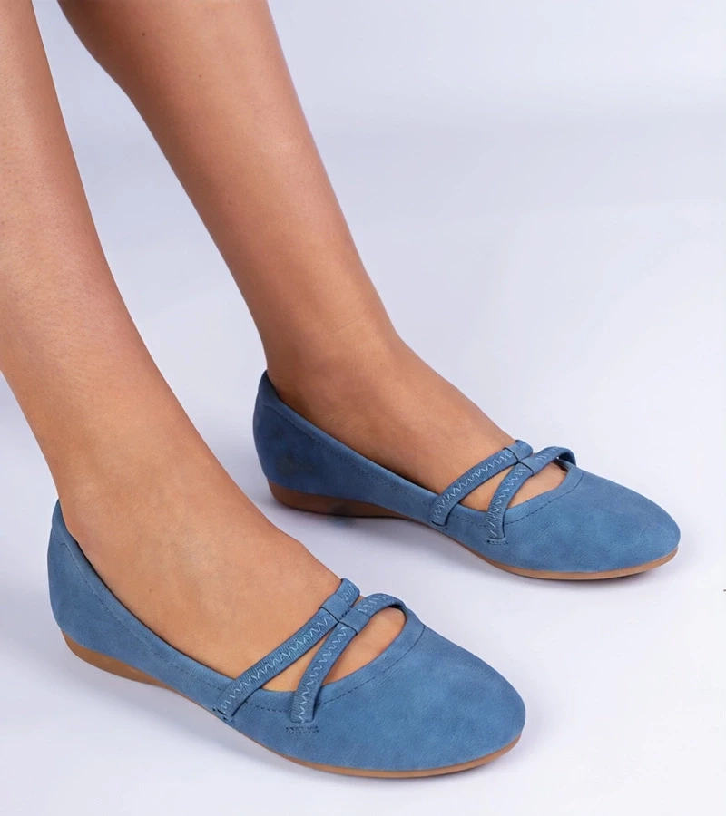 Gemre Balerini albaștri de damă din piele ecologică mată Baronna