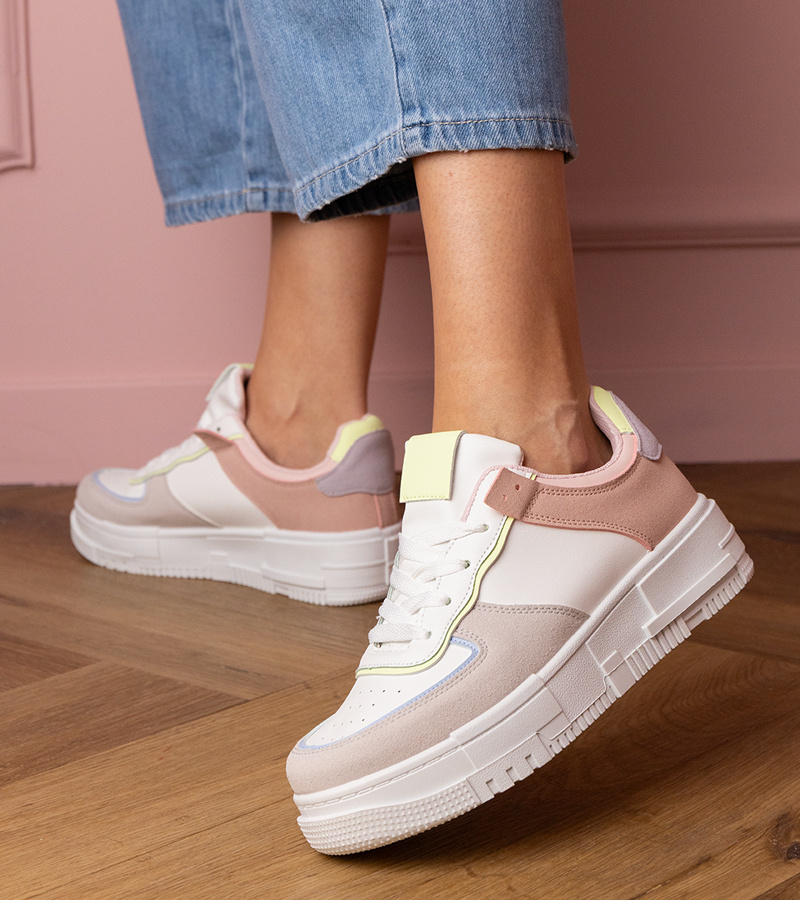 Gemre Adidași sportivi alb-gri pe platformă Fiones