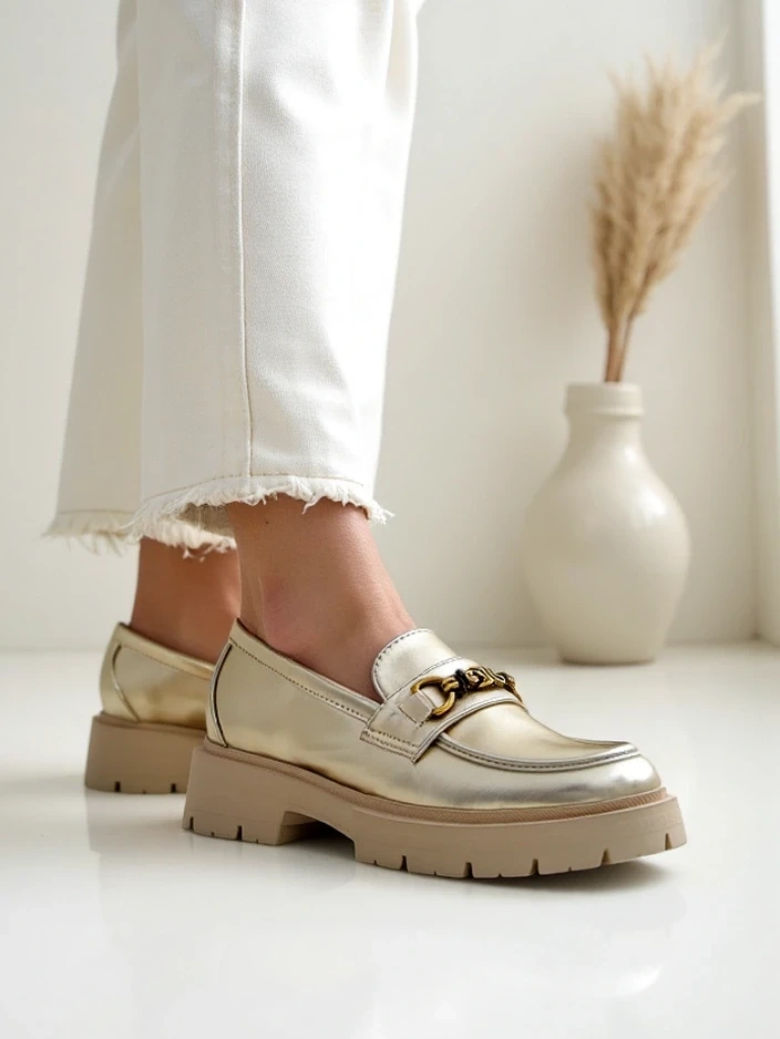 Resti Women's moccasins gold-plated Goldlove