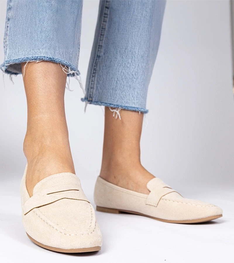 Gemre Mocasini eleganți bej din piele ecologică întoarsă Palmarina