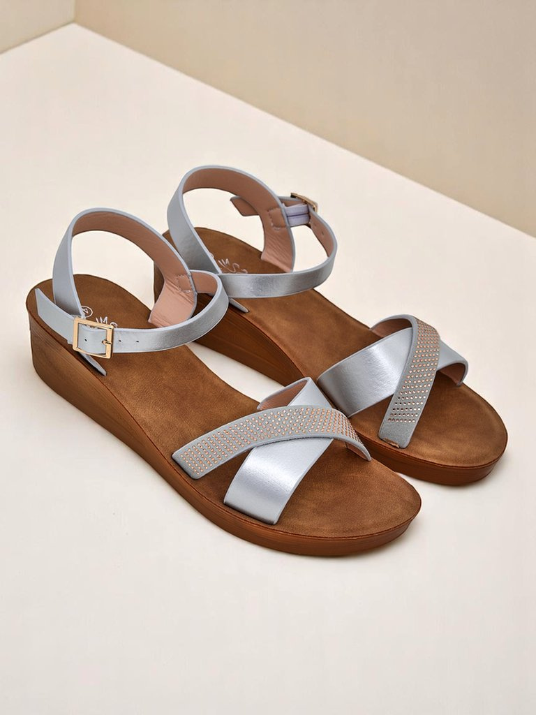 Resti Royal Fashion Women's Rhinestone Wedge Sandals Allona