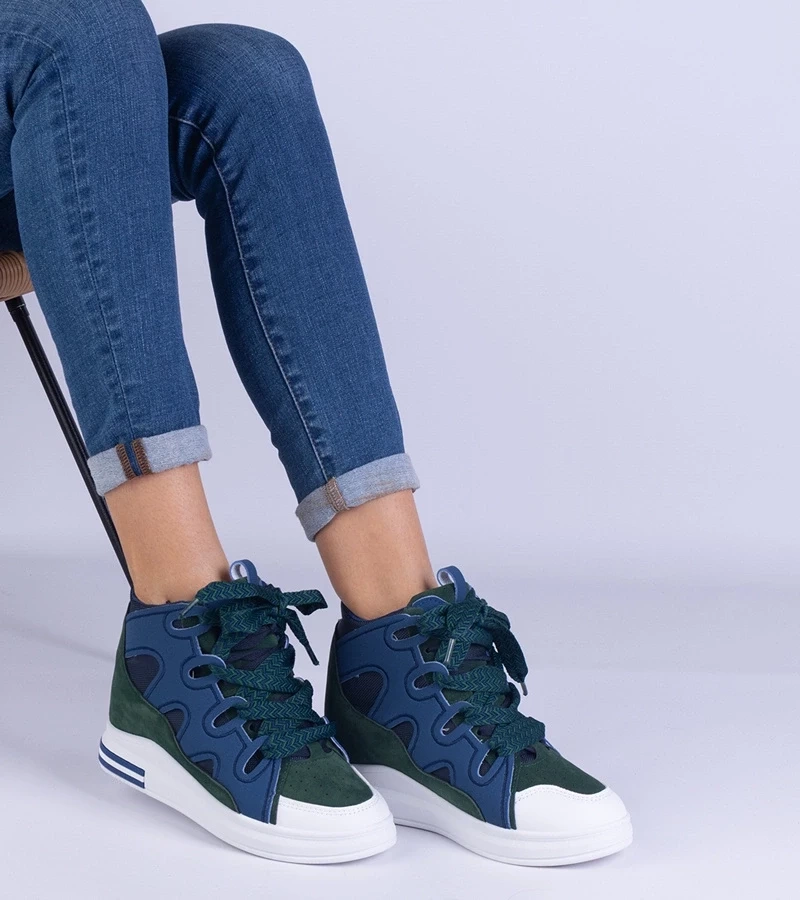 Gemre Adidași de damă albastru-verzi cu șireturi groase Gralina