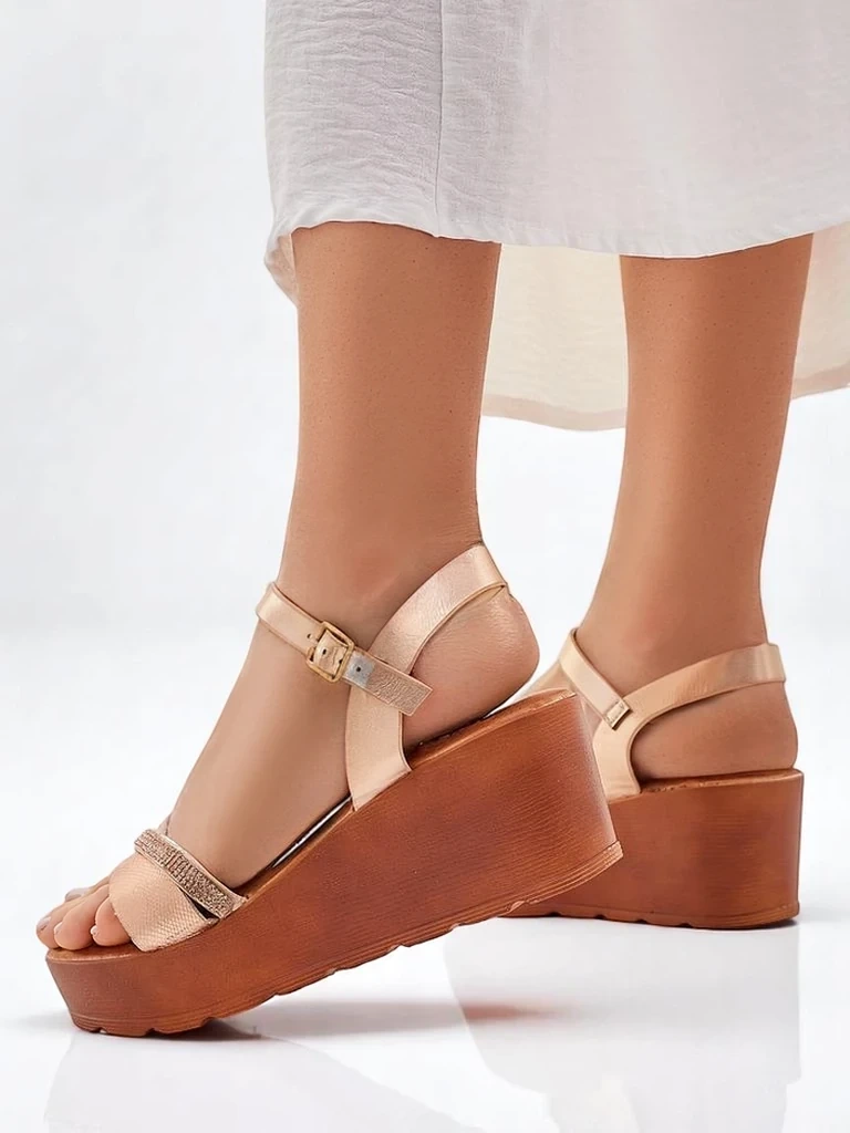 Resti Women's wedge sandals with rhinestones and glitter Aurora Glow