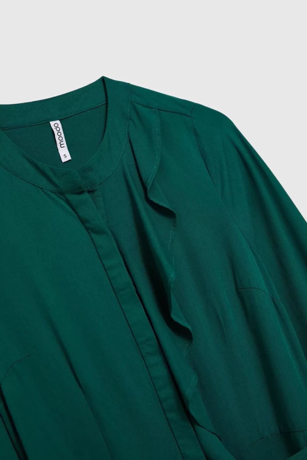 Marisse Emerald Midi Dress With Ruffles