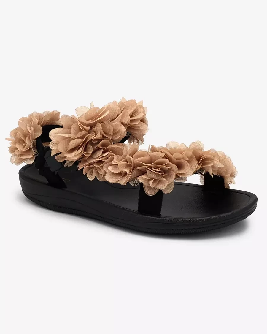Resti Beige women&#039;s sandals with flowers Alferroy