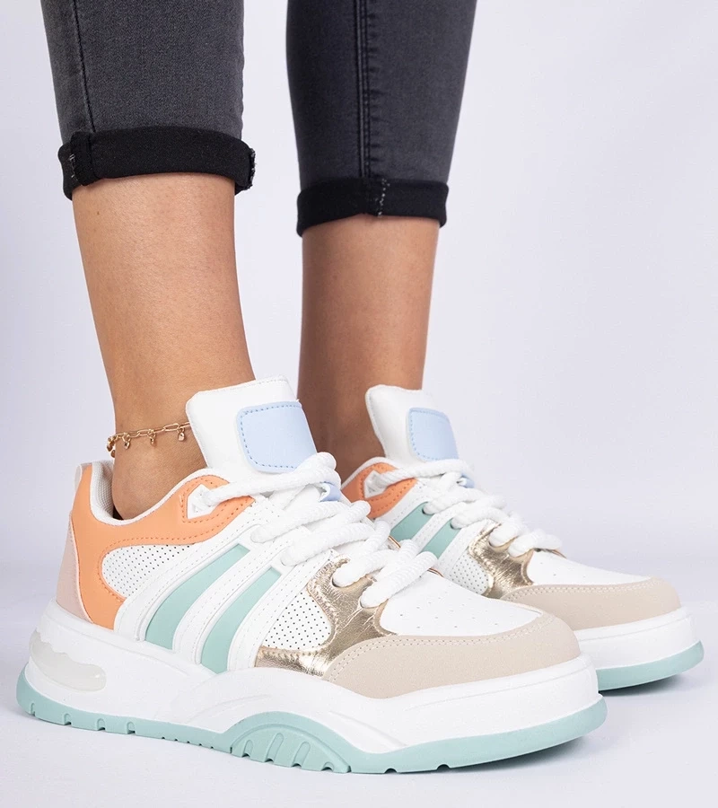 Gemre Sneakersuri portocalii de damă cu șireturi masive Bartella