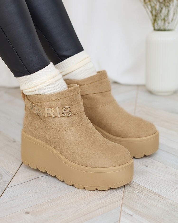 Resti Beige women&#039;s shoes a&#039;la snow boots with ornament Parisela