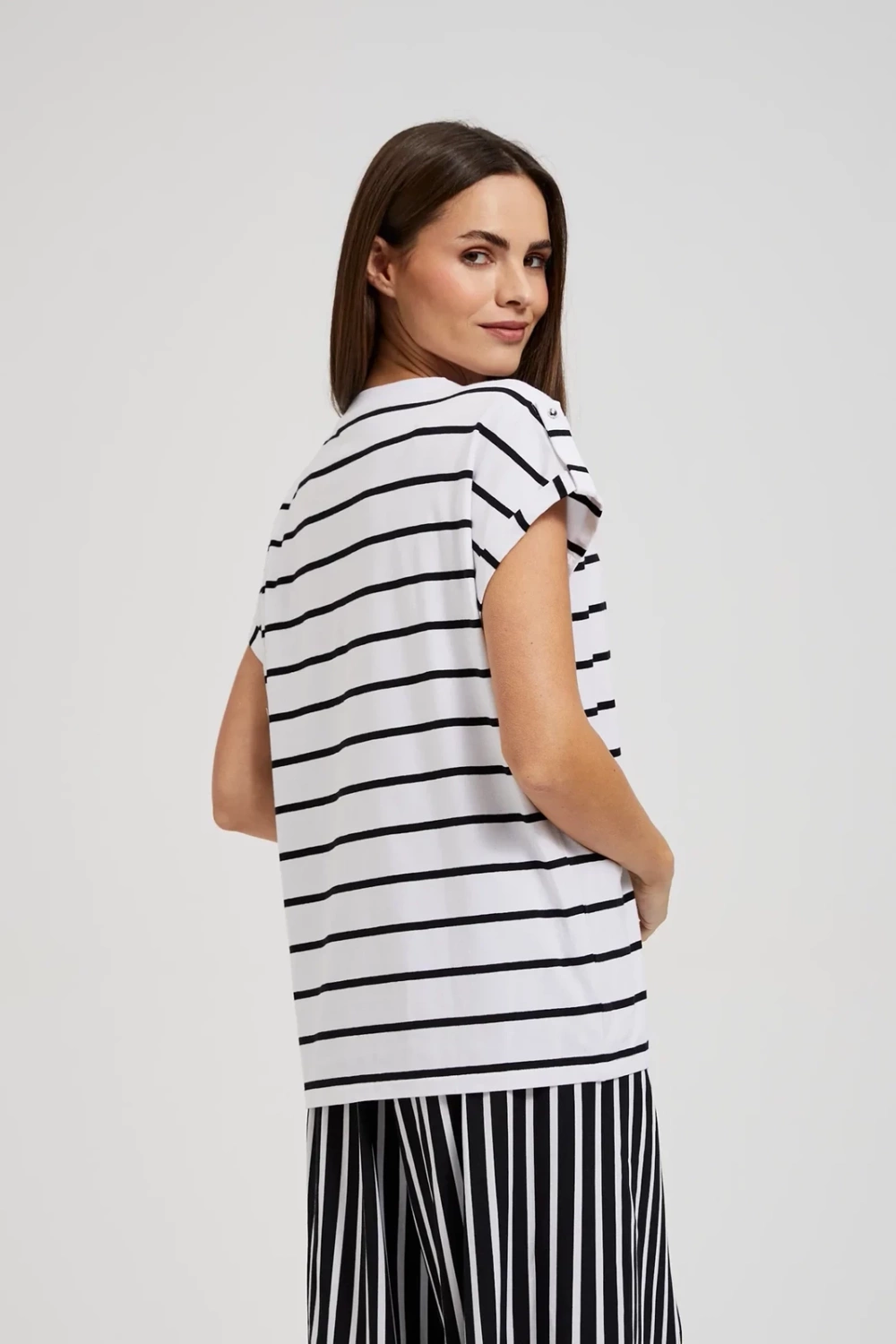 Women's striped T-shirt MOODO - white