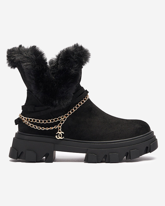 Resti Black women&#039;s eco-suede boots with chain Videric - Footwear