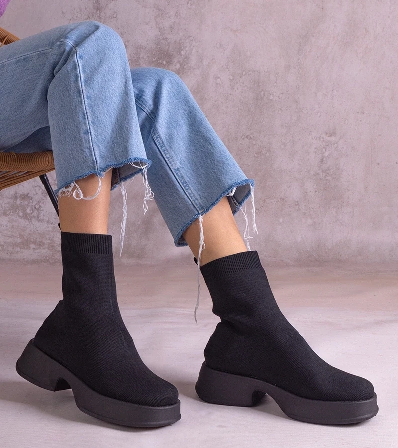 Gemre Botine negre cu guler elastic Evel