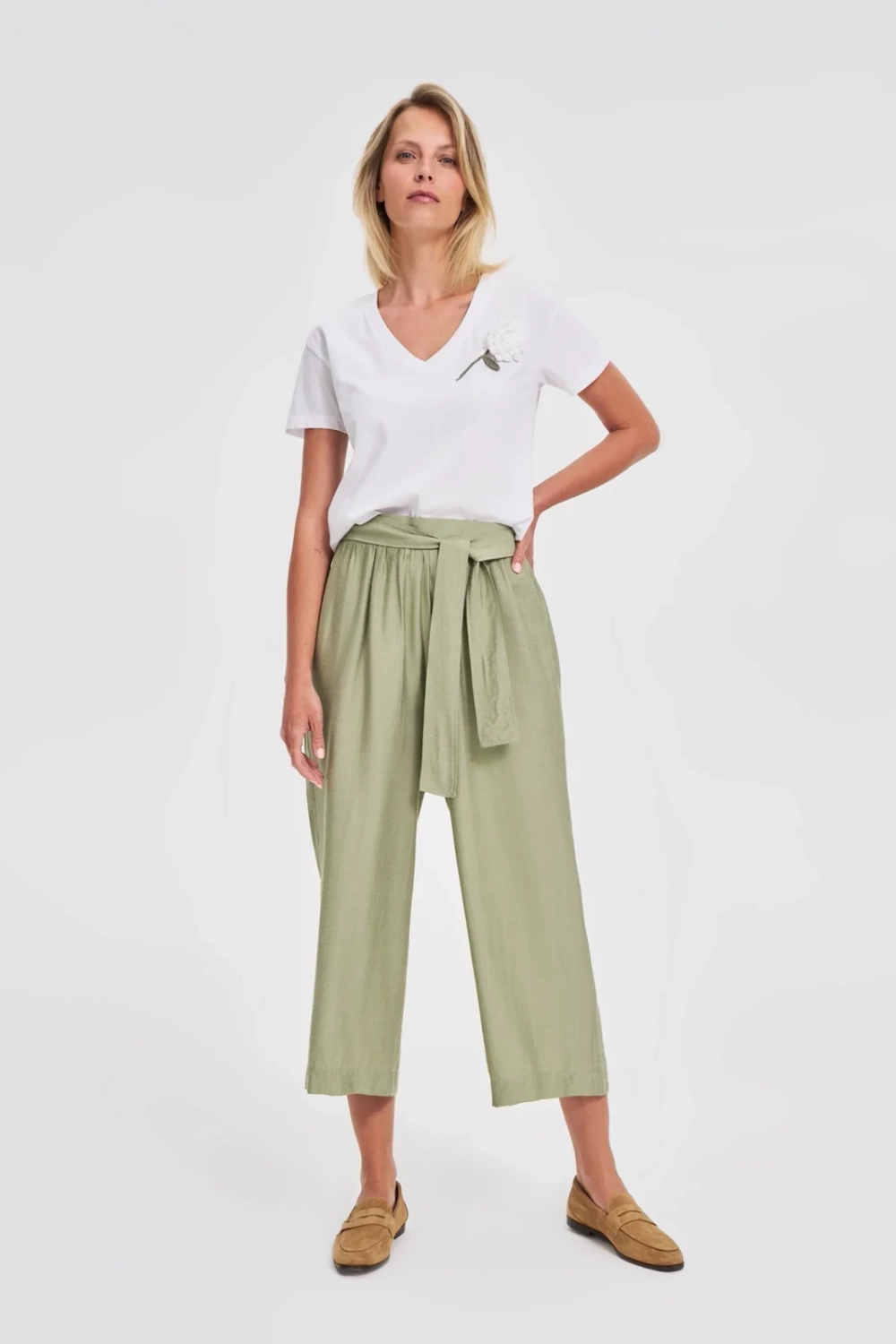 Marisse White Blouse With Crochet Appliqué