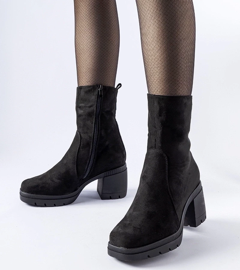 Gemre Botine negre cu toc înalt din ecosuflă Agordino