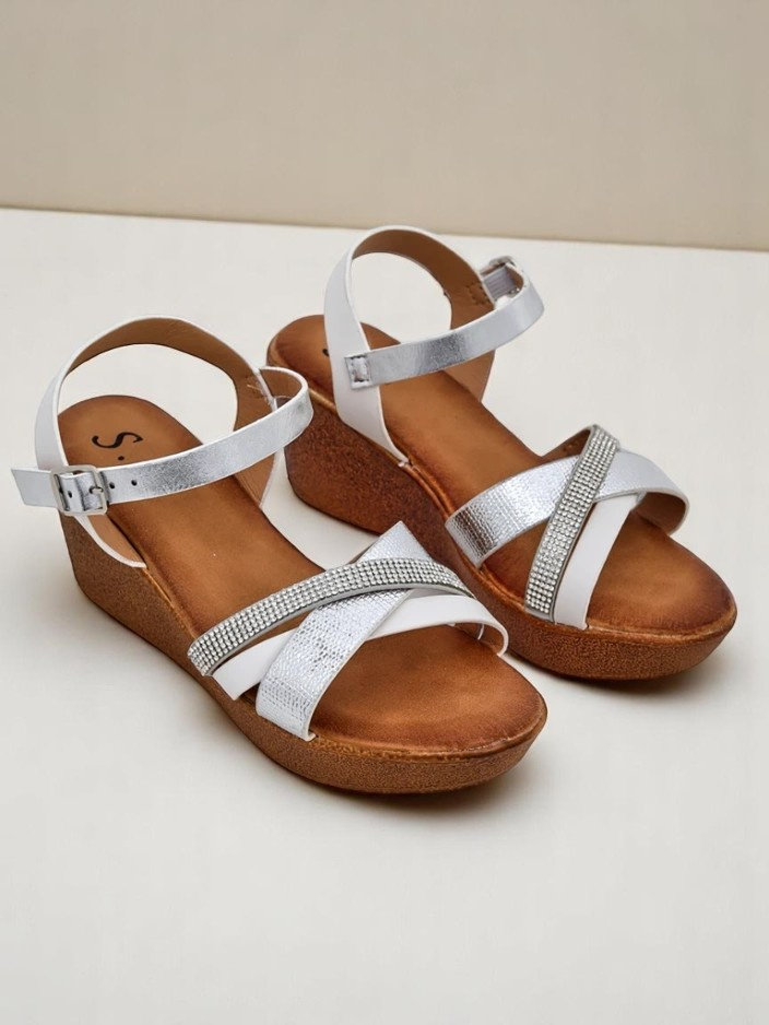 Resti Women's wedge sandals with rhinestones and glitter Glittera