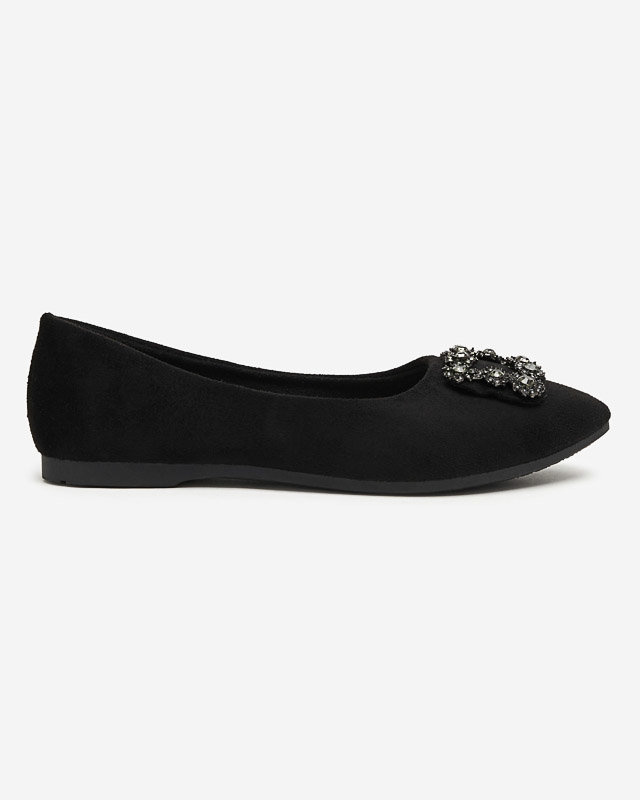 Resti Black women&#039;s eco-suede ballerinas with Linselisa decoration - Footwear