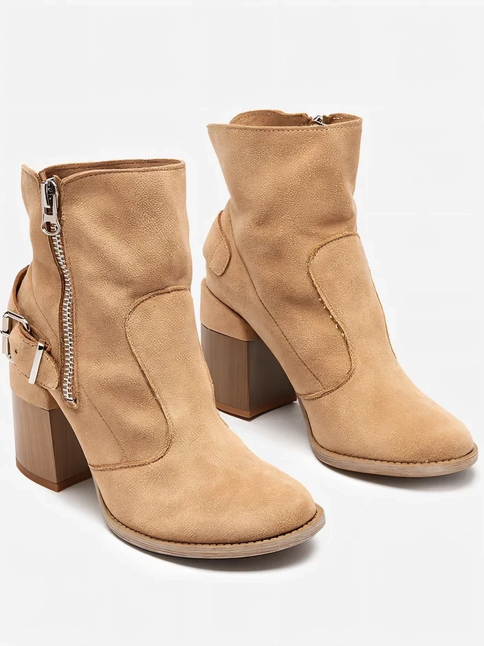 Resti Light brown eco suede women&#039;s boots on the post Emrica - Footwear