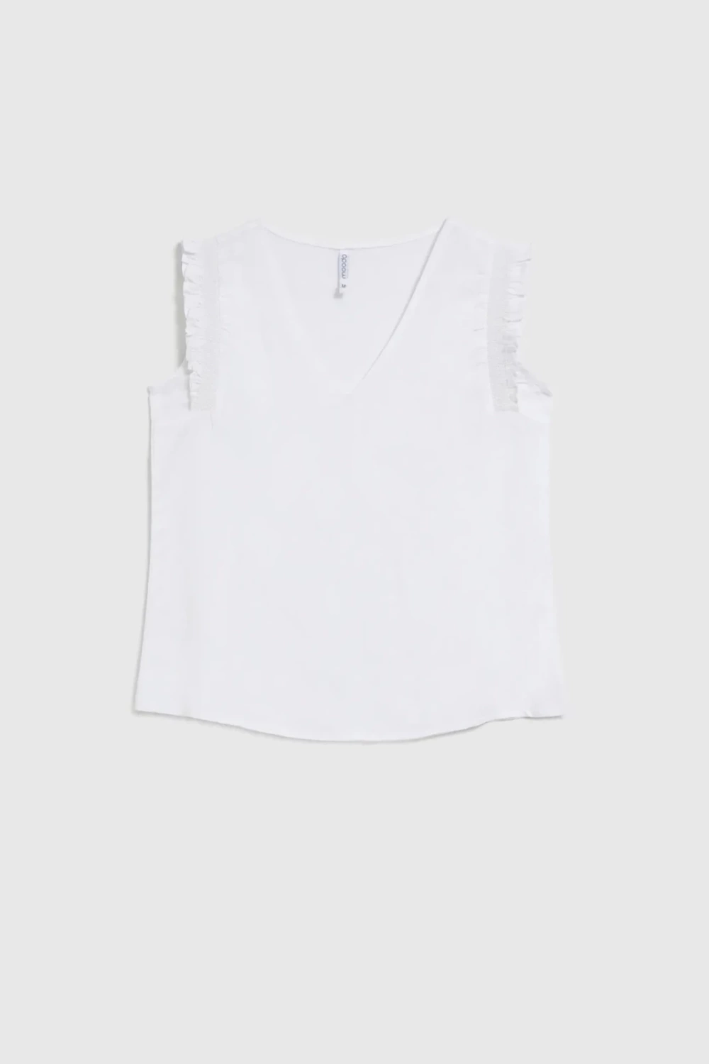 Women's tank top with ruffles MOODO - white