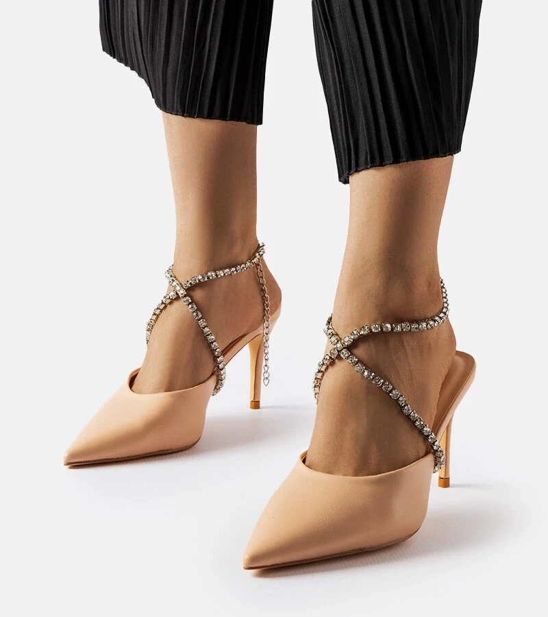 marka niezdefiniowana Șlapi stiletto bej Drainer