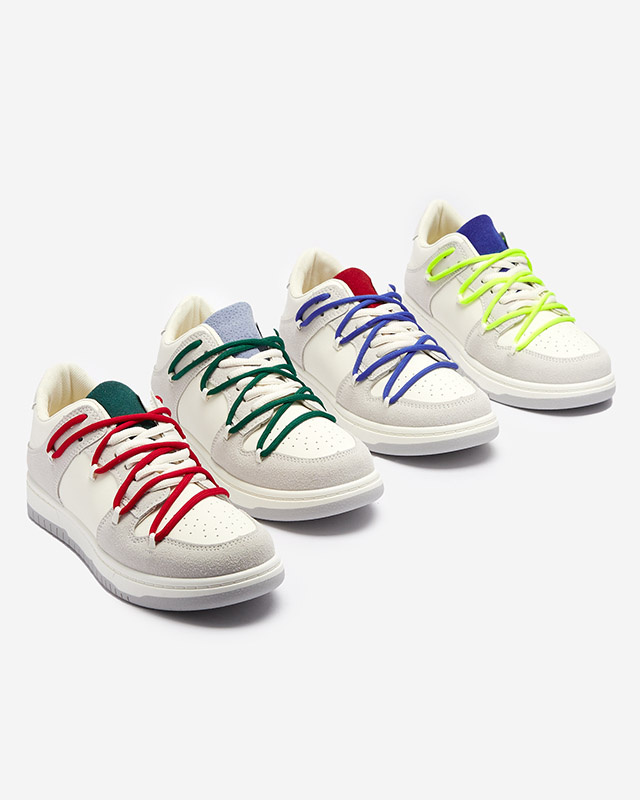 Resti White-gray women's sports sneakers with navy blue laces Olierinc - Footwear
