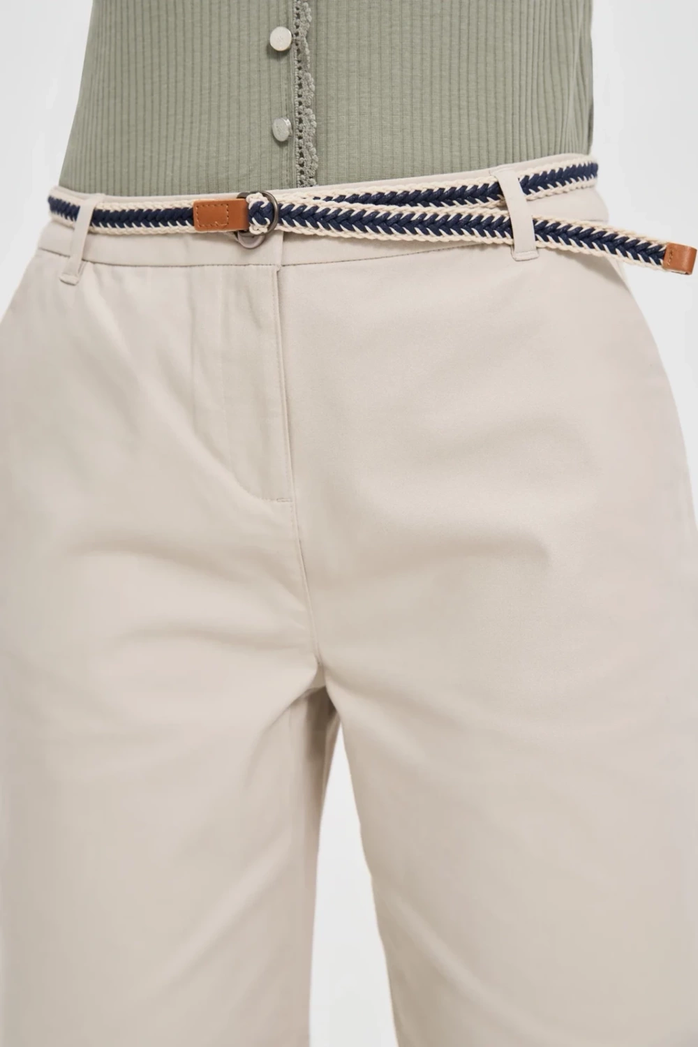 Marisse Beige Cotton Shorts With A Belt