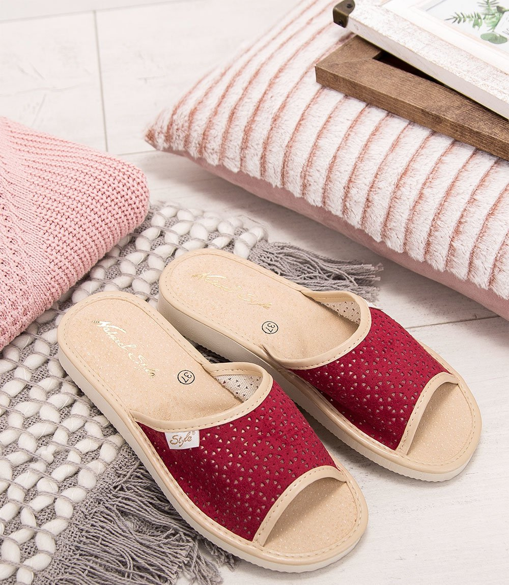 Дамски чехли Natural Style NS-116 червено-бежови