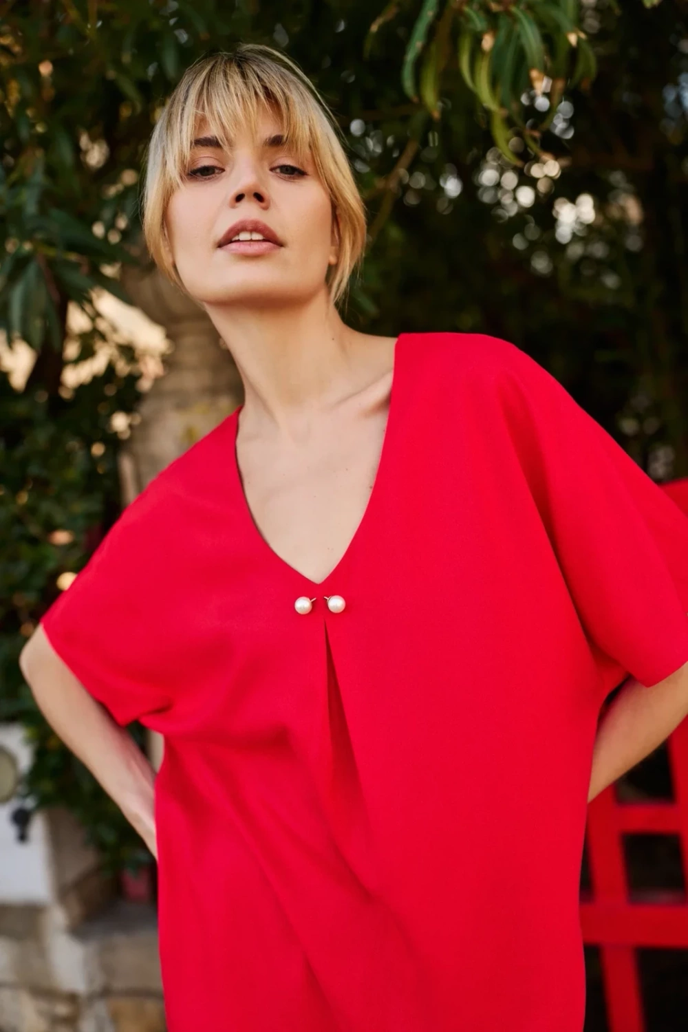 Marisse Red Viscose Shirt