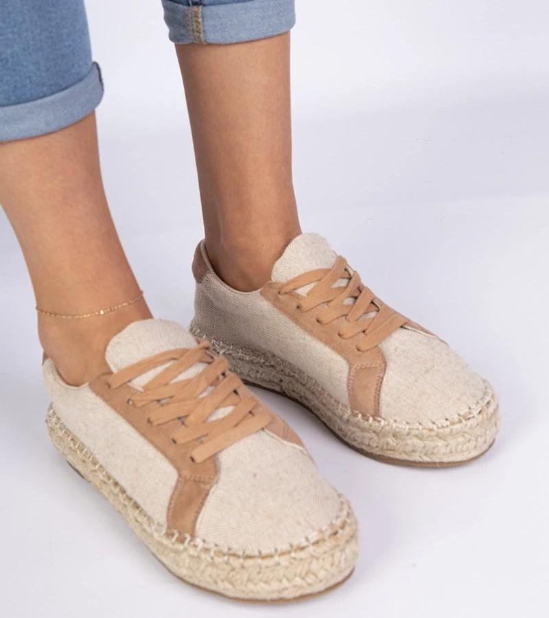 Gemre Espadrile maro de damă cu șireturi Malsi