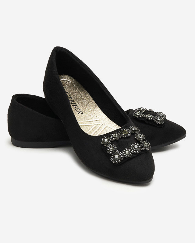 Resti Black women&#039;s eco-suede ballerinas with Linselisa decoration - Footwear