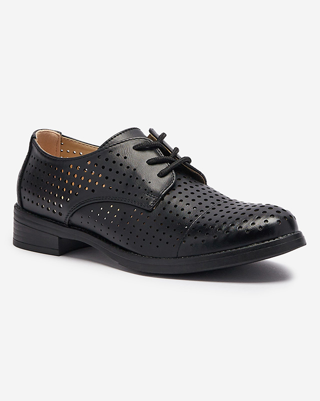 Resti Openwork black women's eco leather half shoes Azedvo- Footwear
