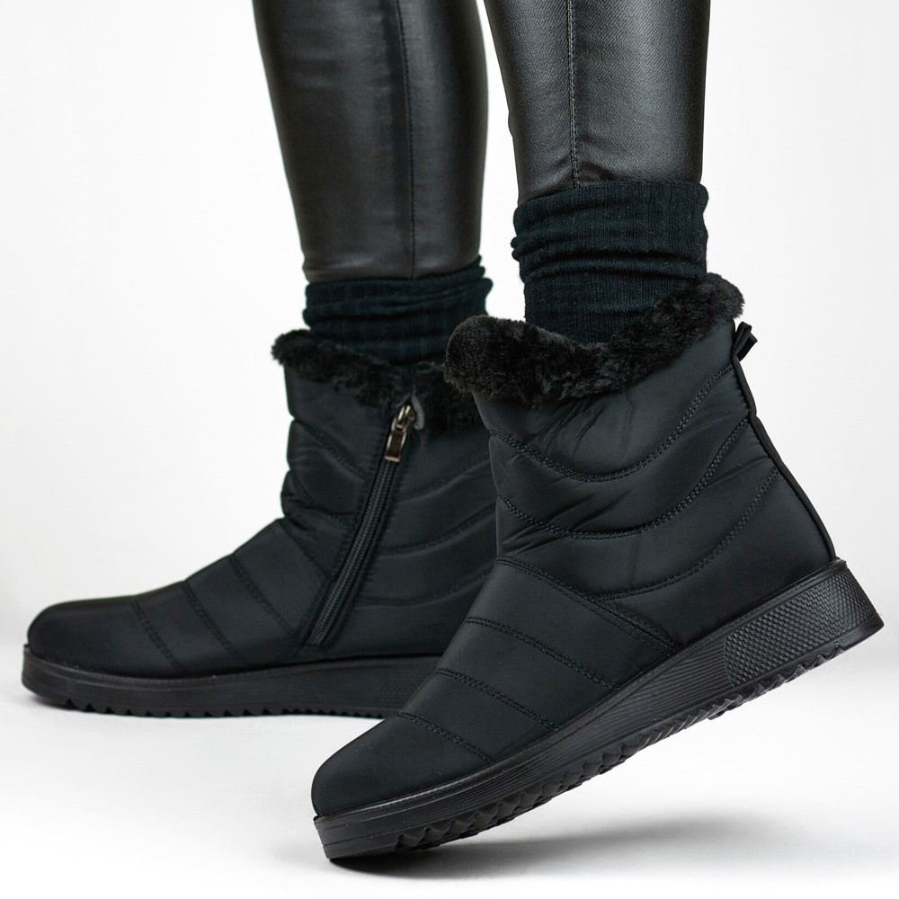 primohurt Śniegowce niskie damskie buty zimowe ocieplane czarne