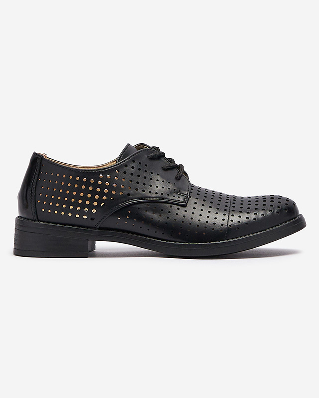 Resti Openwork black women's eco leather half shoes Azedvo- Footwear