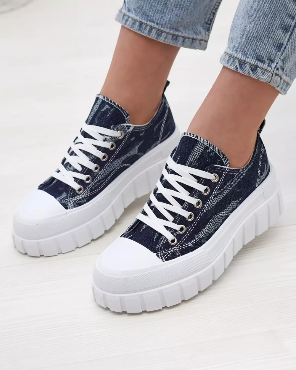 Resti Navy blue women's platform sneakers Deksif