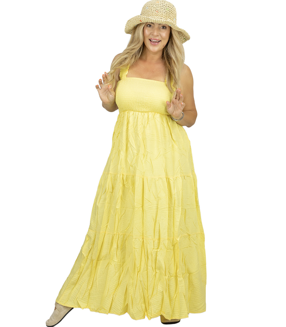 Pri Summer boho strapless maxi dress with ruffles SOLEA