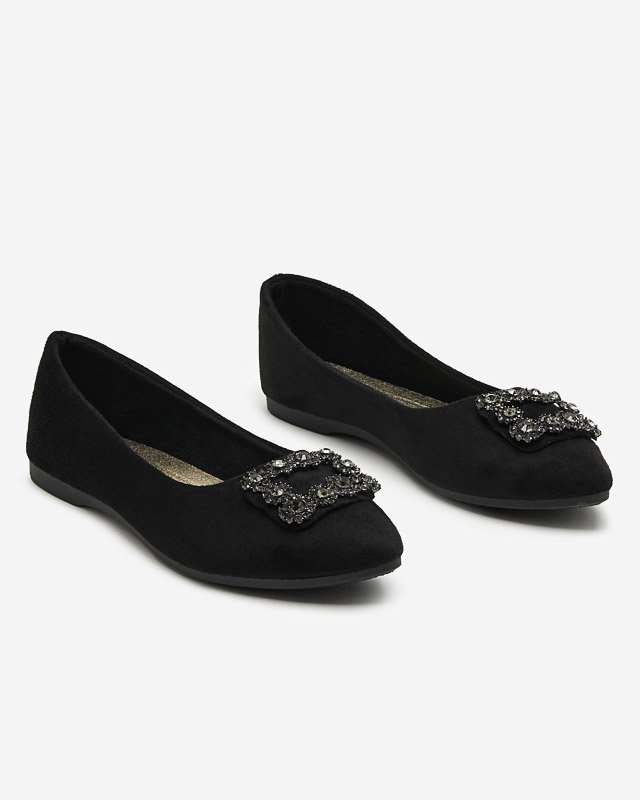 Resti Black women&#039;s eco-suede ballerinas with Linselisa decoration - Footwear