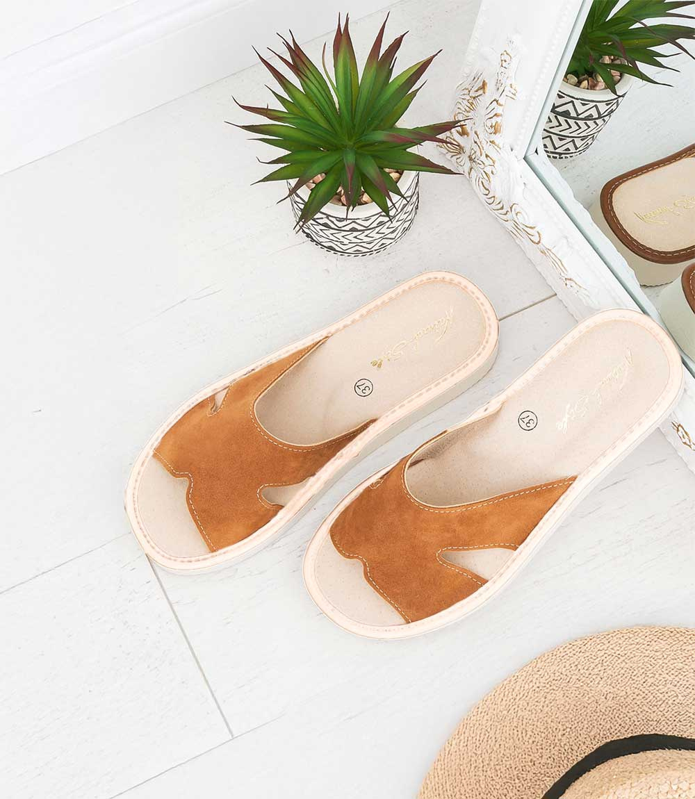 Дамски чехли Natural Style NS-118 червено-бежови