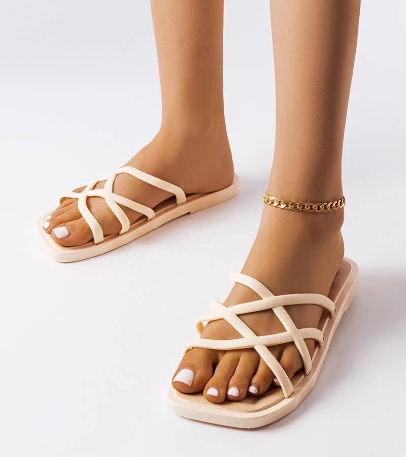 marka niezdefiniowana Șlapi de cauciuc bej Pearlman