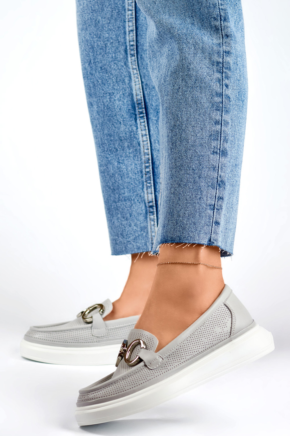 primohurt Ażurowe półbuty damskie ze skóry naturalnej mokasyny skórzane damskie