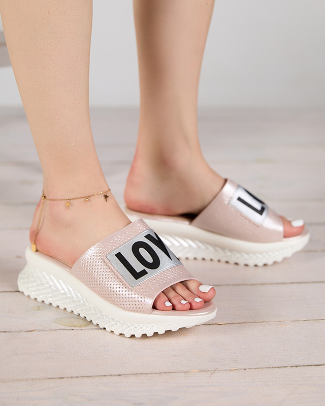 Dámské třpytivé pantofle Resti Pink