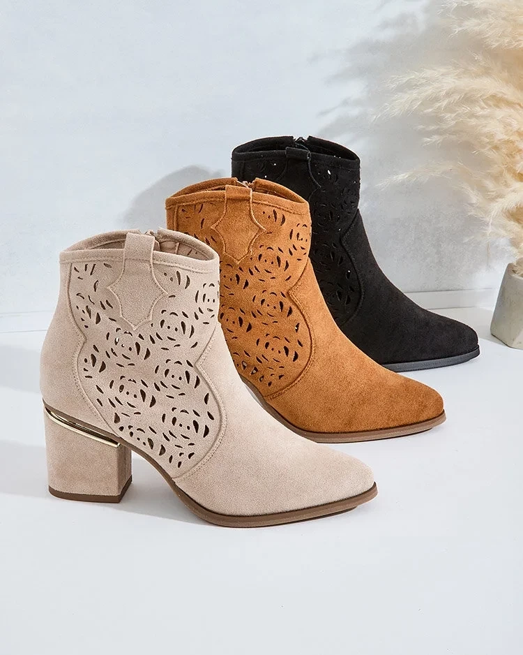Resti Openwork low stiletto boots Womir