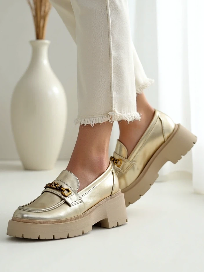 Resti Women's moccasins gold-plated Goldlove