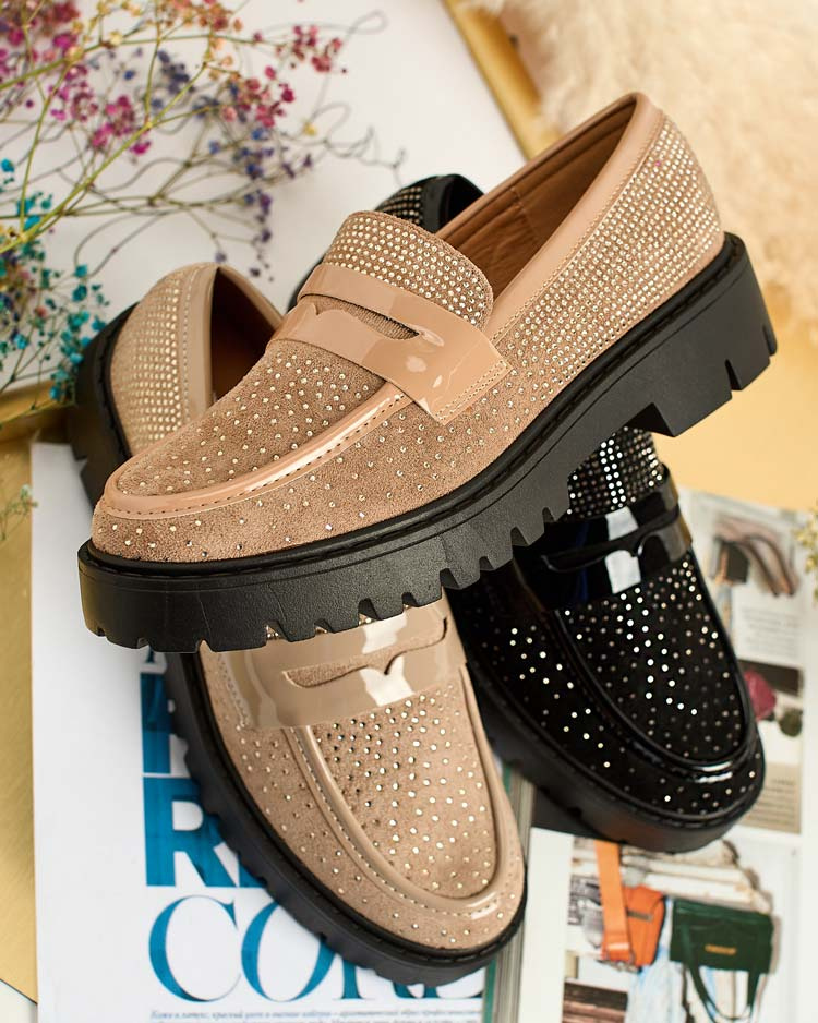 Resti Women&#039;s moccasins with zircons Shineshine