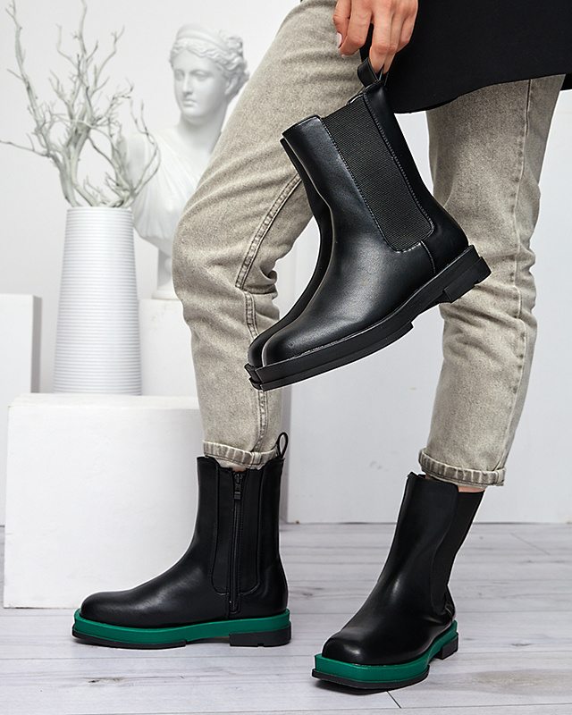 Resti Women&#039;s high boots with a square toe in black and green Litepi - Footwear