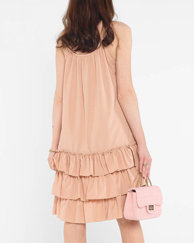Resti Women's camel strappy dress with frills - Clothing