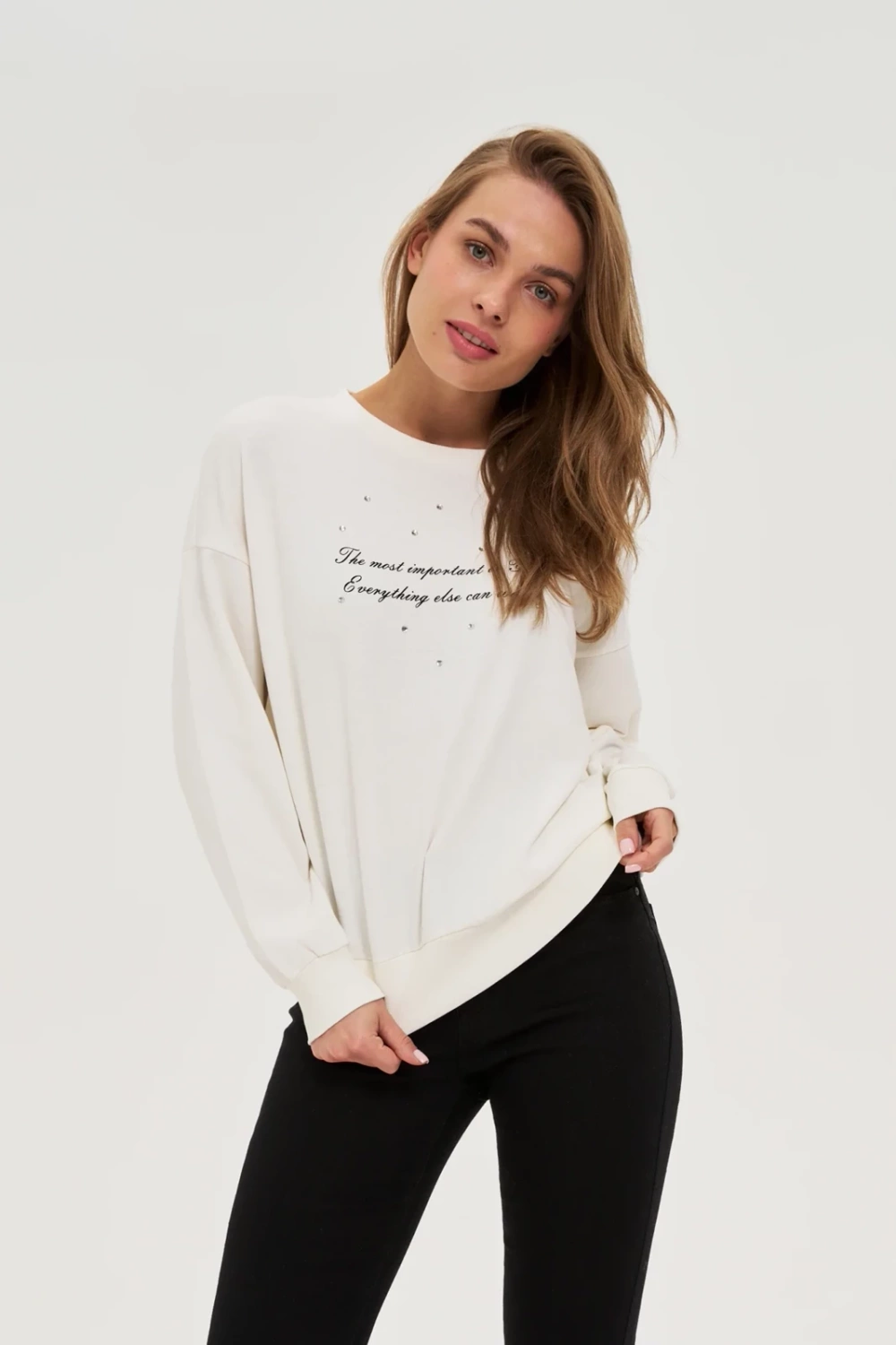 Marisse WOMEN'S SWEATSHIRT Z-BL-4805 OFF WHITE