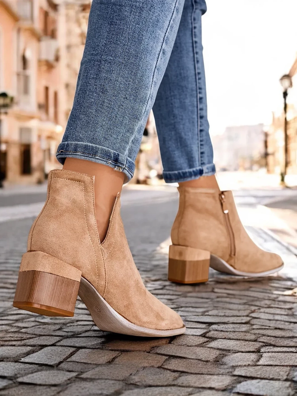 Resti Light brown women&#039;s boots with cutouts Geransa - Footwear
