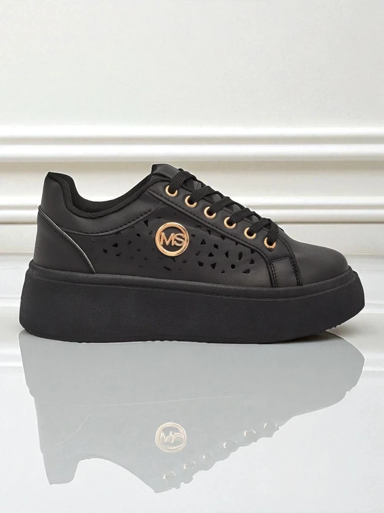 Resti Aurelia Nero - Black platform made of eco-leather, model LH201-8