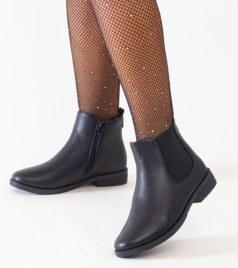 Gemre Botine clasice negre cu inserție elastică din piele ecologică Maiza