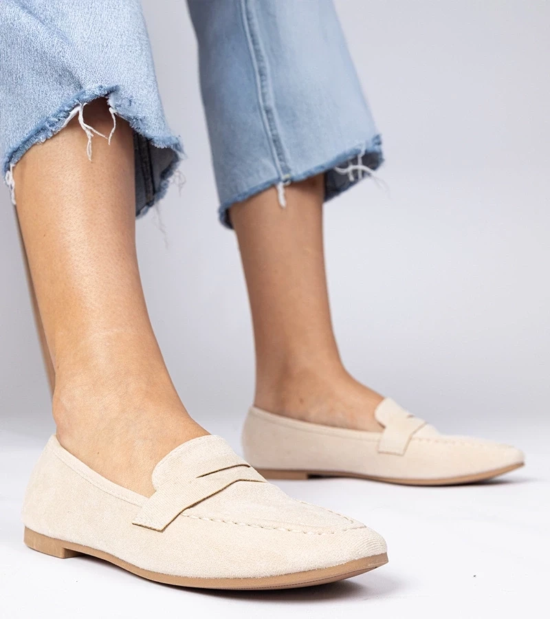 Gemre Mocasini eleganți bej din piele ecologică întoarsă Palmarina