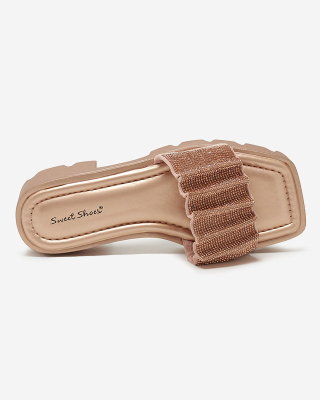 Resti Gold women&#039;s slippers with cubic zirconia Emkoy - Footwear