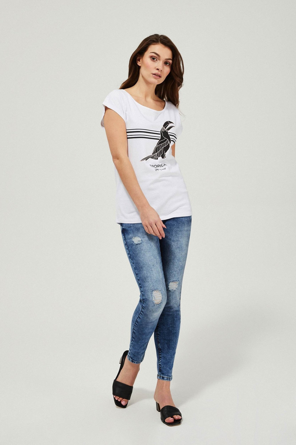 Marisse Medium Waist Distressed Jeans L-Je-3422 Blue